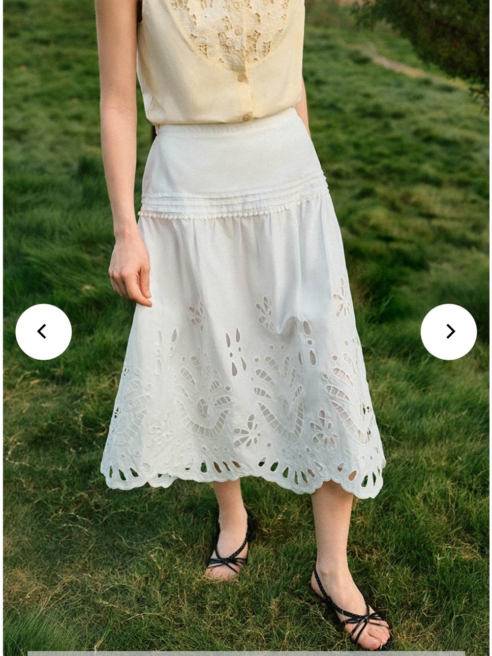 Petite Studio White Eyelet A-Line Midi Skirt